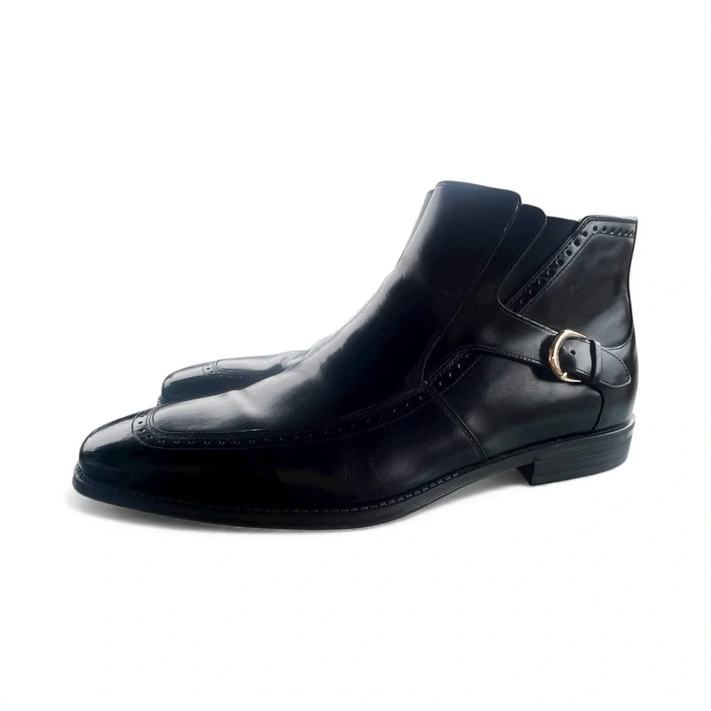 Stacy Adams Men’s Black Leather Ankle Boots Zip Dress Shoes Memory Foam Sz 13 - Picture 2 of 10
